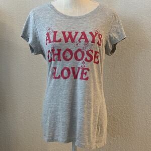 Wound Up “Always Choose Love” Gray Graphic Juniors Tee Size XL (15-17)